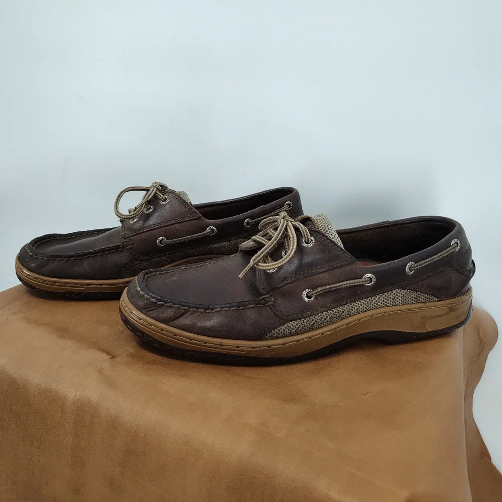 Sperry Mens Brown Leather Surveyor Boat Shoes Size 11M
